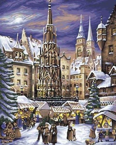 peinture par numéros | Marché de Noël de Nuremberg | intermédiaire Noël ville | FiguredArt