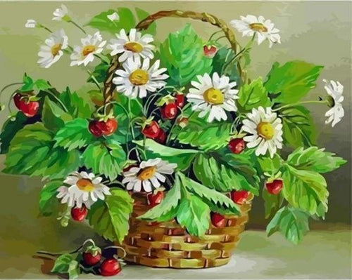 peinture par numéros | Marguerites et petites Cerises | facile fleurs | FiguredArt
