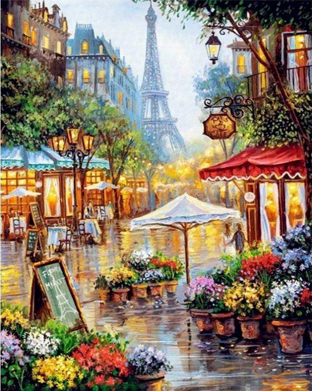 Figured'Art Peinture par Numéro Adulte Paysage Romantique de Paris