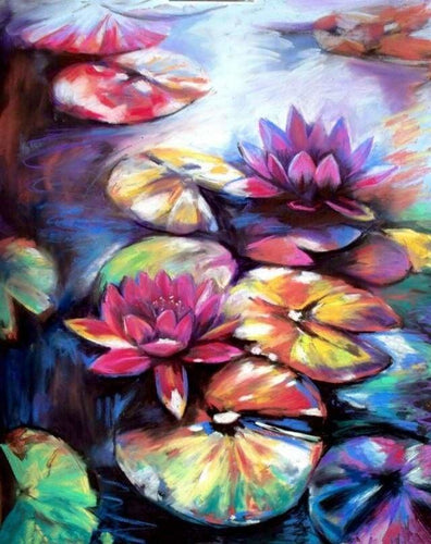 peinture par numéros | Nénuphars colorés | complexe fleurs | FiguredArt
