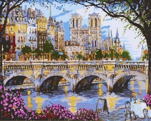 peinture par numéros | Notre-Dame de Paris et les quais de Seine | intermédiaire ville | FiguredArt