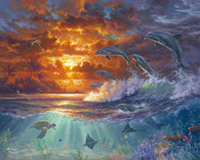 Charger l&#39;image dans la galerie, Peinture par numéros Océan et coucher de soleil | Figured&#39;Art intermédiaire paysages animaux poissons dauphins tortues nouveautés