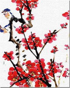 peinture par numéros | Oiseau sur une Branche | facile fleurs | FiguredArt