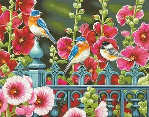 peinture par numéros | Oiseaux perchés | animaux fleurs intermédiaire oiseaux | FiguredArt
