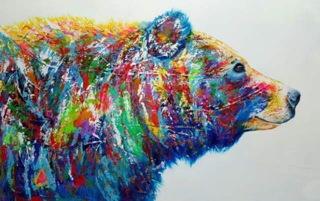 peinture par numéros | Ours multicolore | animaux complexe ours Pop Art | FiguredArt