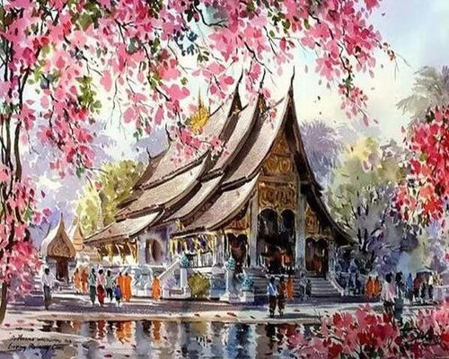 peinture par numéros | Palais au Printemps | complexe paysages | FiguredArt
