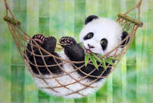 Charger l&#39;image dans la galerie, peinture par numéros | Panda dans son Hamac | animaux intermédiaire pandas | FiguredArt