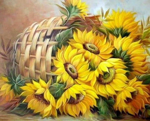peinture par numéros | Panier de Fleurs de Tournesols | complexe fleurs | FiguredArt