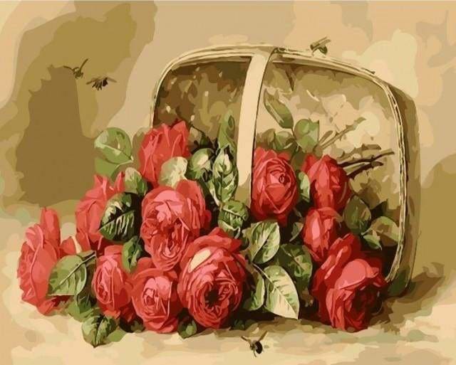 peinture par numéros | Panier de Roses | facile fleurs | FiguredArt