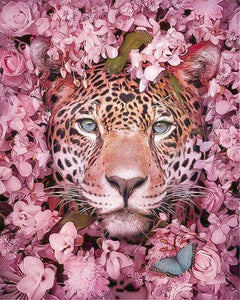 peinture par numéros | Panthère dans les Fleurs | nouveautés fleurs animaux panthère complexe | FiguredArt