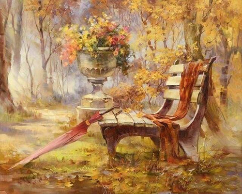 peinture par numéros | Parapuie sur un Banc | complexe paysages | FiguredArt