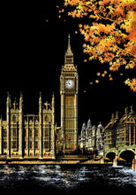 Charger l&#39;image dans la galerie, peinture à gratter | Peinture à gratter - Big Ben à Londres | Format A3 (29.7x42cm) - FiguredArt