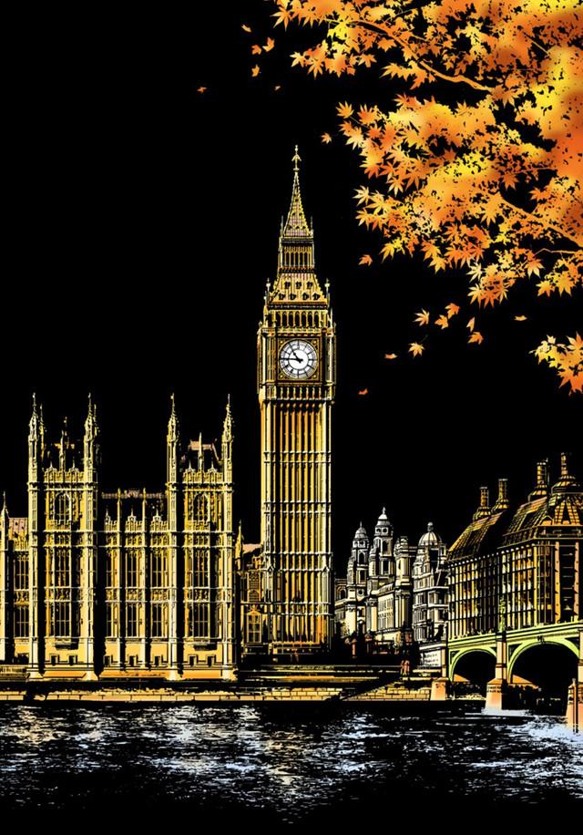 peinture à gratter | Peinture à gratter - Big Ben à Londres | Format A3 (29.7x42cm) - FiguredArt
