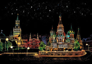 peinture à gratter | Peinture à gratter - Moscou en Russie | Format A3 (29.7x42cm) - FiguredArt
