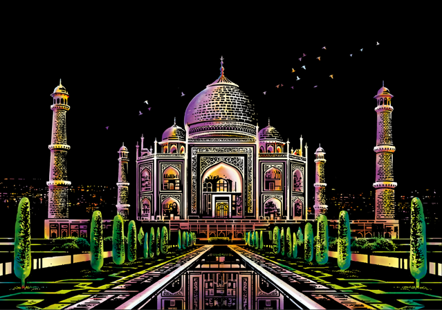peinture à gratter | Peinture à gratter - Tah Mahal en Inde | Format A3 (29.7x42cm) - FiguredArt