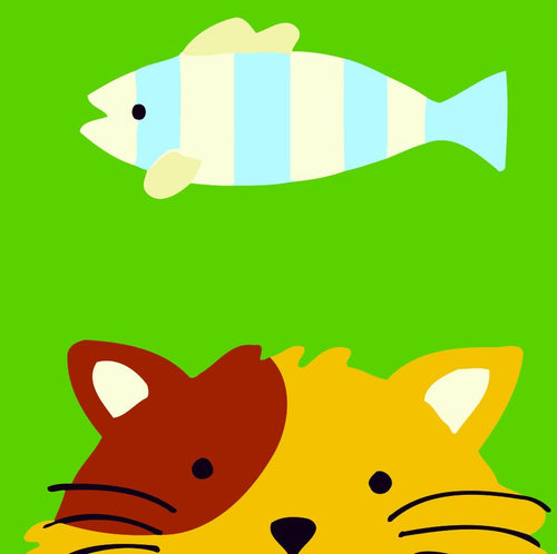 Peinture par numéros Enfants | Chat et Poisson | Figured'Art