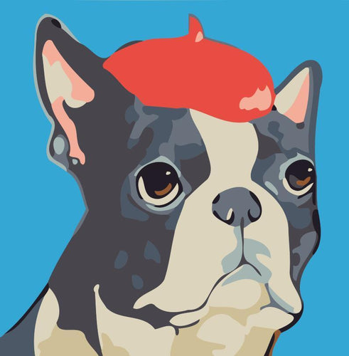 Peinture par numéros Enfants | Chien Chapeau Rouge | Figured'Art