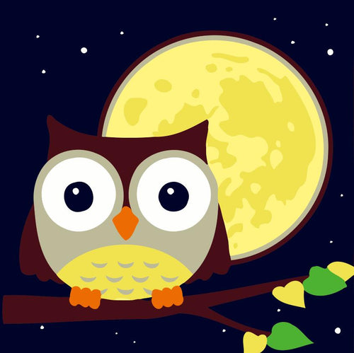 Peinture par numéros Enfants | Chouette et Lune | Figured'Art