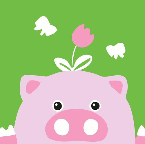 Peinture par numéros Enfants | Cochon et Fleur | Figured'Art