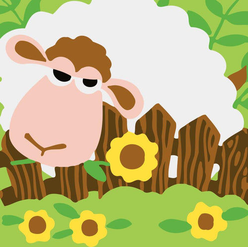 Peinture par numéros Enfants | Mouton et Tournesols | Figured'Art