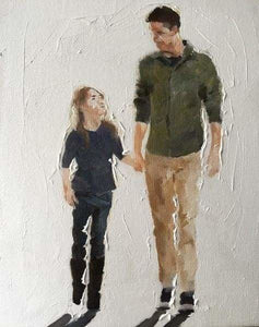 peinture par numéros | Père et Fille main dans la Main | intermédiaire portrait | FiguredArt