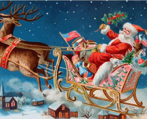 peinture par numéros | Père Noël en Amérique | Intermédiaire, Noël | FiguredArt