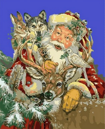 peinture par numéros | Père noël et les animaux | animaux, Intermédiaire, Noël | FiguredArt