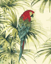 Charger l&#39;image dans la galerie, peinture par numéros | Perroquet et Plante verte | animaux fleurs intermédiaire oiseaux perroquets | FiguredArt