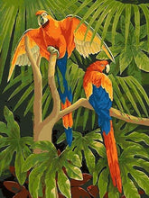 Charger l&#39;image dans la galerie, peinture par numéros | Perroquets dans la Jungle | animaux facile oiseaux perroquets | FiguredArt