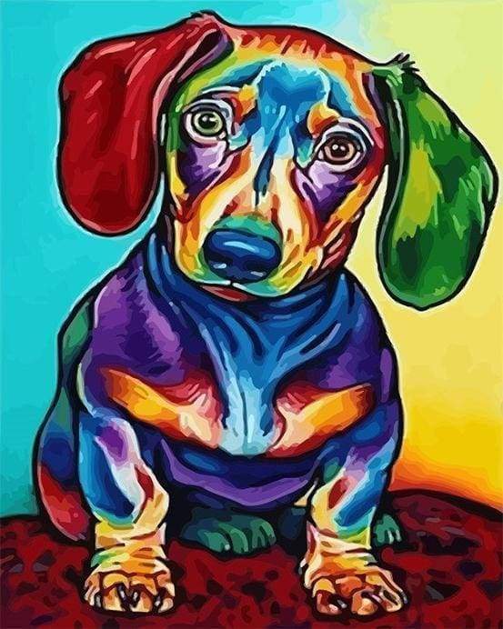 peinture par numéros | Petit Chien coloré | animaux chiens facile Pop Art | FiguredArt