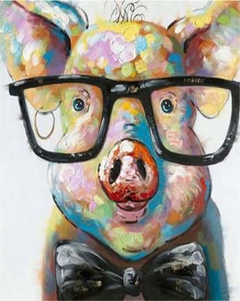 peinture par numéros | Petit Cochon aux Lunettes | animaux intermédiaire | FiguredArt