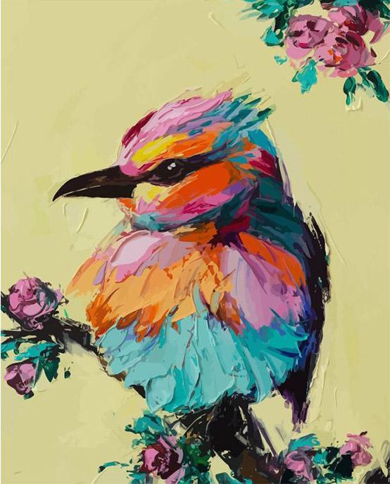 peinture par numéros | Petit Oiseau sur une Branche | animaux, Facile, oiseaux | FiguredArt