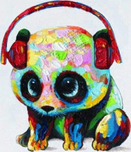 Charger l&#39;image dans la galerie, peinture par numéros | Petit Panda et Casque | animaux intermédiaire pandas | FiguredArt