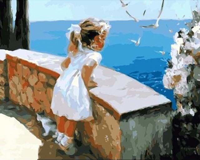 peinture par numéros | Petite Fille regardant la Mer | facile paysages | FiguredArt