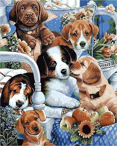 peinture par numéros | Petits Chiens tranquilles | animaux chiens intermédiaire | FiguredArt