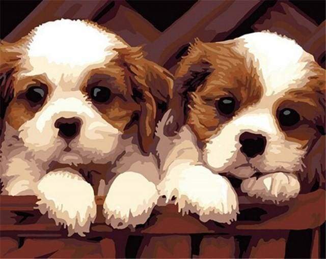 peinture par numéros | Petits Chiots | animaux chiens facile nouveautés | FiguredArt