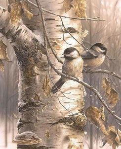 peinture par numéros | Petits Oiseaux sur une Branche | animaux intermédiaire oiseaux | FiguredArt
