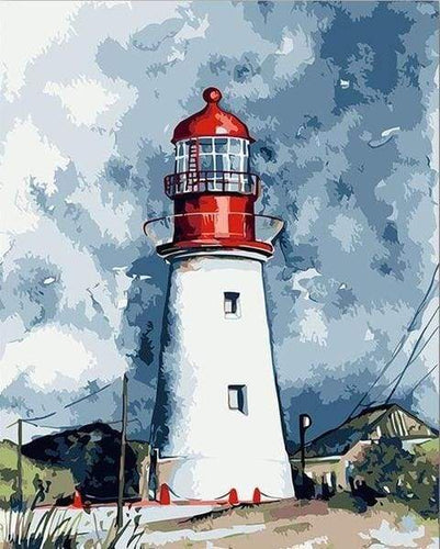 peinture par numéros | Phare sous un Ciel chargé | intermédiaire paysages | FiguredArt