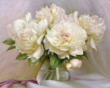Charger l&#39;image dans la galerie, peinture par numéros | Pivoines blanches | fleurs intermédiaire | FiguredArt