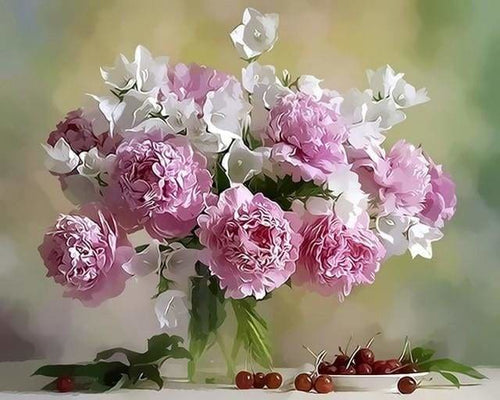 peinture par numéros | Pivoines et Cerises | complexe fleurs | FiguredArt