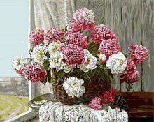Charger l&#39;image dans la galerie, peinture par numéros | Pivoines roses et blanches | complexe fleurs | FiguredArt