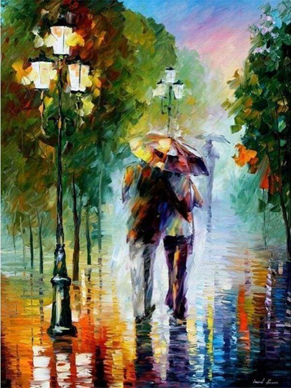 Figured' Art Peinture par numéros sur toile Adultes Marchant sous la pluie – Kit de Figured' Art Peinture par numéros sur toile Adultes Marchant sous la pluie – Kit de
