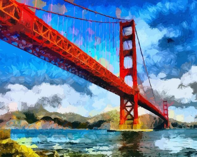 peinture par numéros | Pont de San Francisco | Intermédiaire, paysages, ville | FiguredArt