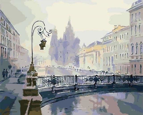 peinture par numéros | Pont enneigé | facile ville | FiguredArt