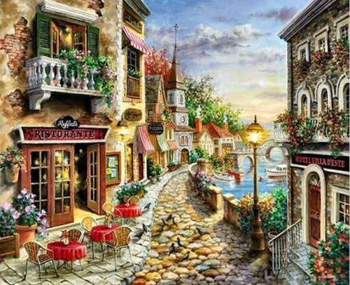 peinture par numéros | Près du Restaurant | complexe ville | FiguredArt