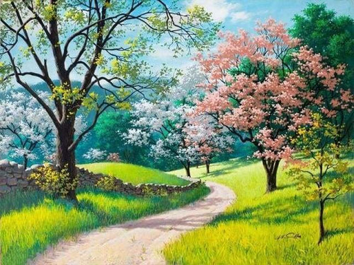 peinture par numéros | Promenade au Printemps | complexe paysages | FiguredArt
