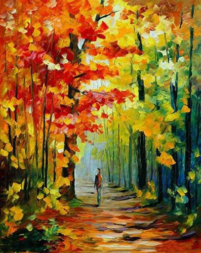 peinture par numéros | Promenade solitaire en Forêt | complexe paysages | FiguredArt