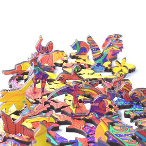 Puzzle 2D en Bois - Chat Multicolore