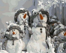 Charger l&#39;image dans la galerie, peinture par numéros | Quatre bonhommes de neige de Noël | facile Noël | FiguredArt