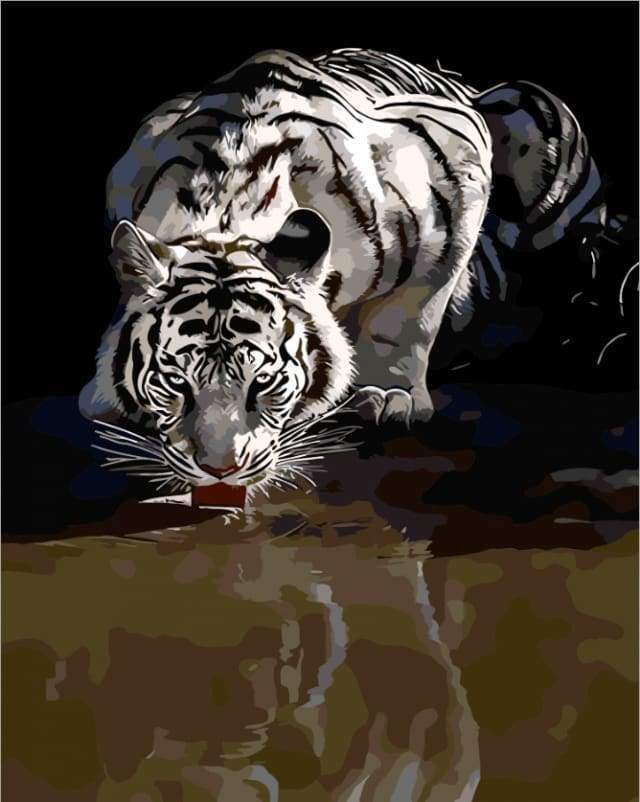 peinture par numéros | Reflet Tigre | animaux intermédiaire tigres | FiguredArt